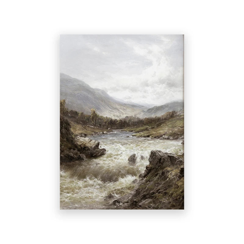Rustic Vintage Oil Painting Mountain Forest Landscape Wall Art Fine Art Canvas Prints Gallery Wall Pictures For Living Room Dining Room Art Decoration 2025