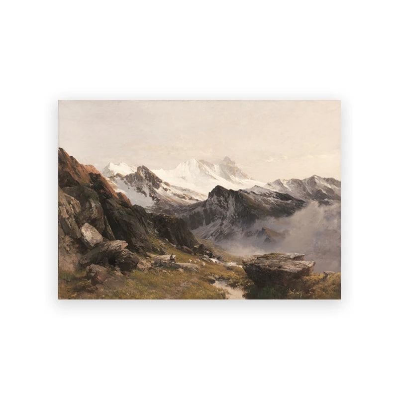 Rustic Vintage Oil Painting Mountain Forest Landscape Wall Art Fine Art Canvas Prints Gallery Wall Pictures For Living Room Dining Room Art Decoration 2025