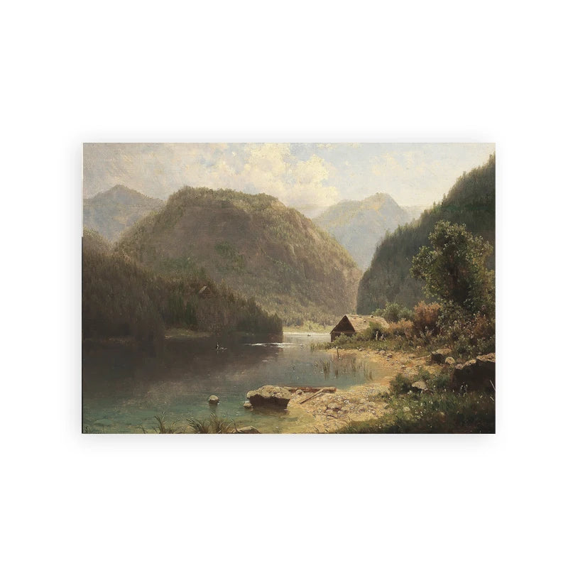 Rustic Vintage Oil Painting Mountain Forest Landscape Wall Art Fine Art Canvas Prints Gallery Wall Pictures For Living Room Dining Room Art Decoration 2025