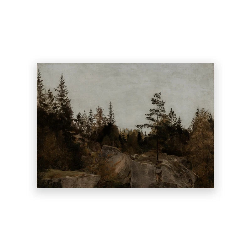 Rustic Vintage Oil Painting Mountain Forest Landscape Wall Art Fine Art Canvas Prints Gallery Wall Pictures For Living Room Dining Room Art Decoration 2025