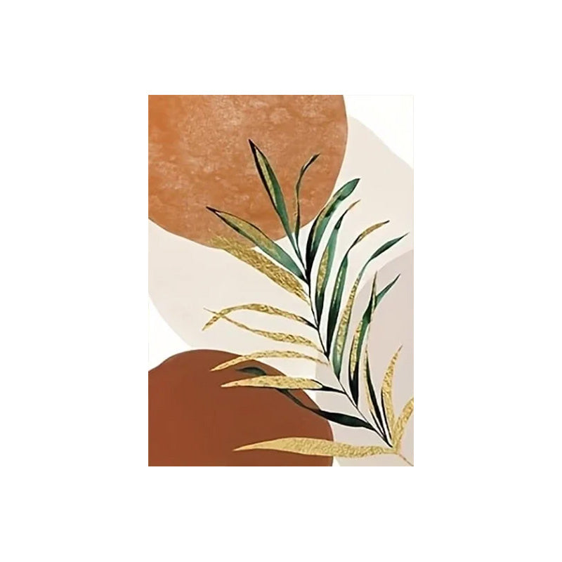 Rustic Watercolor Boho Palm Leaf Green Leaves Plants Boho Abstract Wall Art Fine Art Canvas Prints Pictures For Living Room Dining Room Art Decor