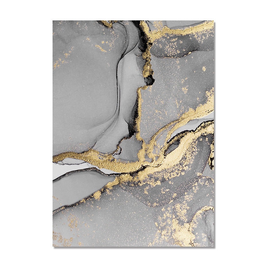 Alcohol Ink Black & Gold Marble Abstract Art Poster for Sale by