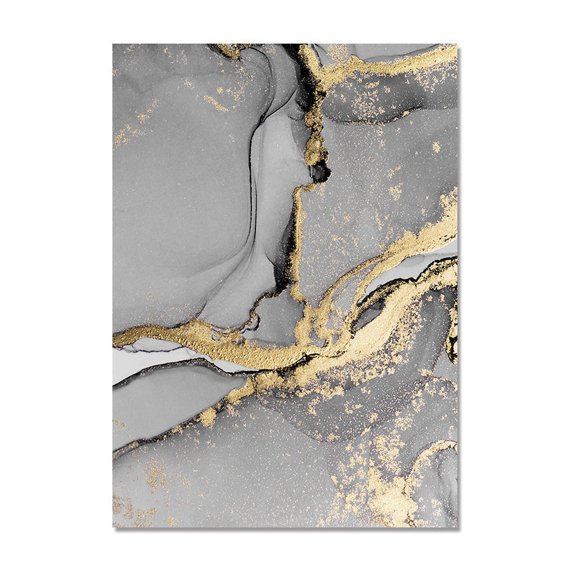 Black Gray Golden Liquid Marble Wall Art Fine Art Canvas Prints Modern ...