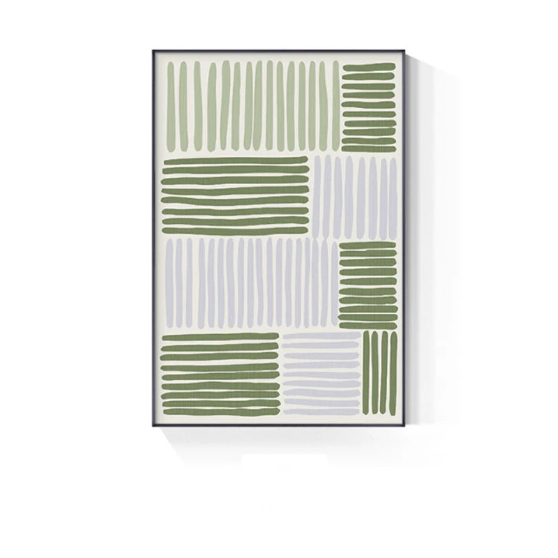 Abstract Green Geometric Line Art Wall Art Fine Art Canvas Prints Pictures For Modern Apartment Living Room Home Office Art Decor