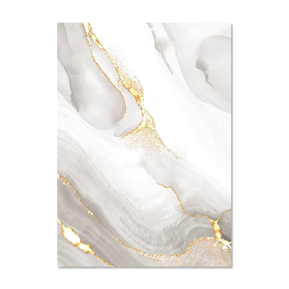 Light Luxury Golden Gray Marble Print Wall Art Fine Art Canvas Prints Posters Abstract Minimalist Pictures For Modern Living Room Decor