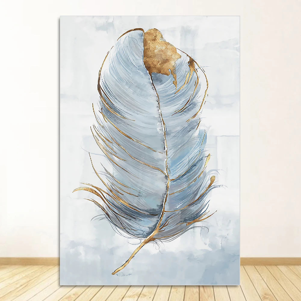 Simple Blue Floral Wall Art Fine Art Canvas Prints Modern Abstract Botanical Pictures For Living Room Bedroom Contemporary Home Decor