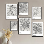 Minimalist City Map Posters - London, Berlin, Paris, Kiev, Barcelona, Milan, Amsterdam, Prague, Athens, Liverpool, Florence, Belfast, Venice. Wall Map Black White Fine Art Canvas Prints Stylish Minimalist Posters For Home/Office