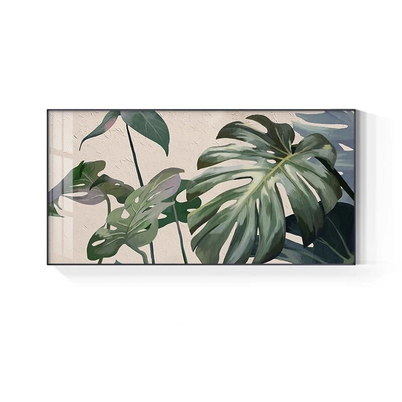 Tropical Green Leaves Wall Art Fine Art Canvas Prints Monstera Palm Posters Botanical Pictures For Living Room Dining Room Home Decor