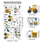 Cute Construction Tractors & Trucks Wall Stickers For Boy's Room Removable Peel & Stick Vinyl Wall Decals For Kids Bedroom Creative DIY Decor