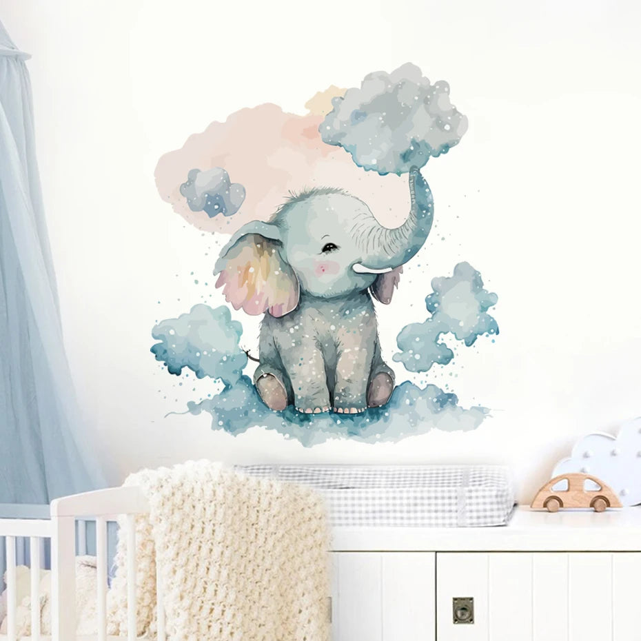 Hakuna Matata Baby's Room Wall Stickers Cute Elephant Lion Giraffe Wall Decals Removable Peel & Stick Wall Vinyl Wall Murals For Kid's Room Decor