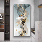 Mystical Golden Deer Flowing Landscape Wall Art Fine Art Canvas Prints Vertical Format Auspicious Nordic Pictures For Entrance Hall Decor