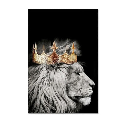 Black White Golden Lion King Queen Wall Art Fine Art Canvas Prints Modern Pictures For Luxury Living Room Bedroom Wall Art Decoration