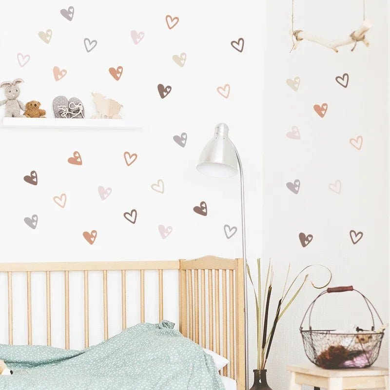 Cute Little Hearts Wall Stickers Removable PVC Vinyl Wall Decals For Living Room Bedroom Kid's Room Nursery Room Creative DIY Decor