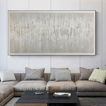 * Hand Painted * Large Format Abstract Minimalist Black White Textured Oil Painting For Urban Apartment Living Room Contemporary Home Office Decor - Hand Painted Oil Painting On Canvas (Unframed)