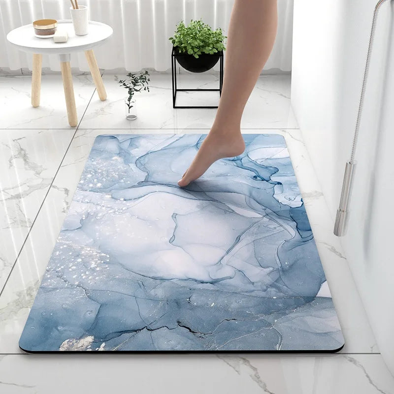 Bathroom Mat Anti-Slip Nordic Style Fashionable Liquid Marble Bathroom Shower Mat For Modern Washroom Rubber Foam Mat - Available in 3 Sizes
