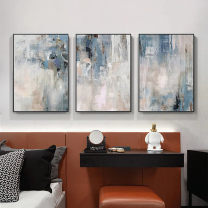 Shades Of Blue Gray Beige Abstract Wall Art Fine Art Canvas Prints Pictures For Living Room Contemporary Art For Modern Interiors