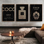 Chic French Paris Fashion Perfume Bottle Fine Art Canvas Prints Pictures For Luxury Living Room Girl's Bedroom Beauty Salon Art Decor