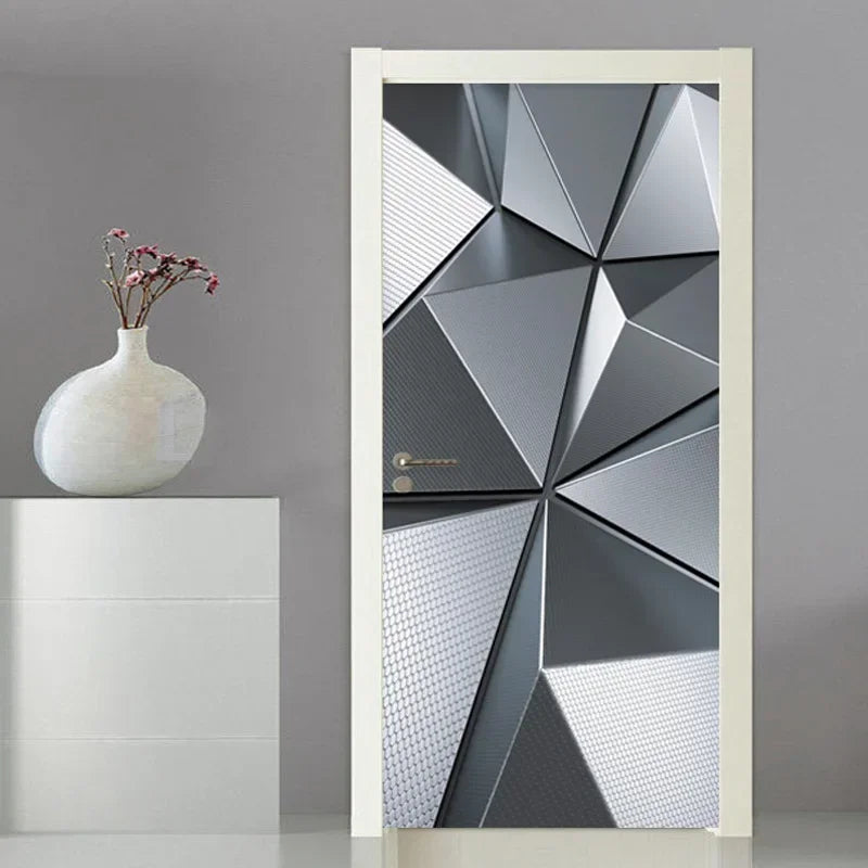 Modern Abstract Pearl Geometric Door Sticker Mural Removable PVC Vinyl Peel N Stick Wall Art Mural Decal For Interior Doors Creative DIY Home Decor