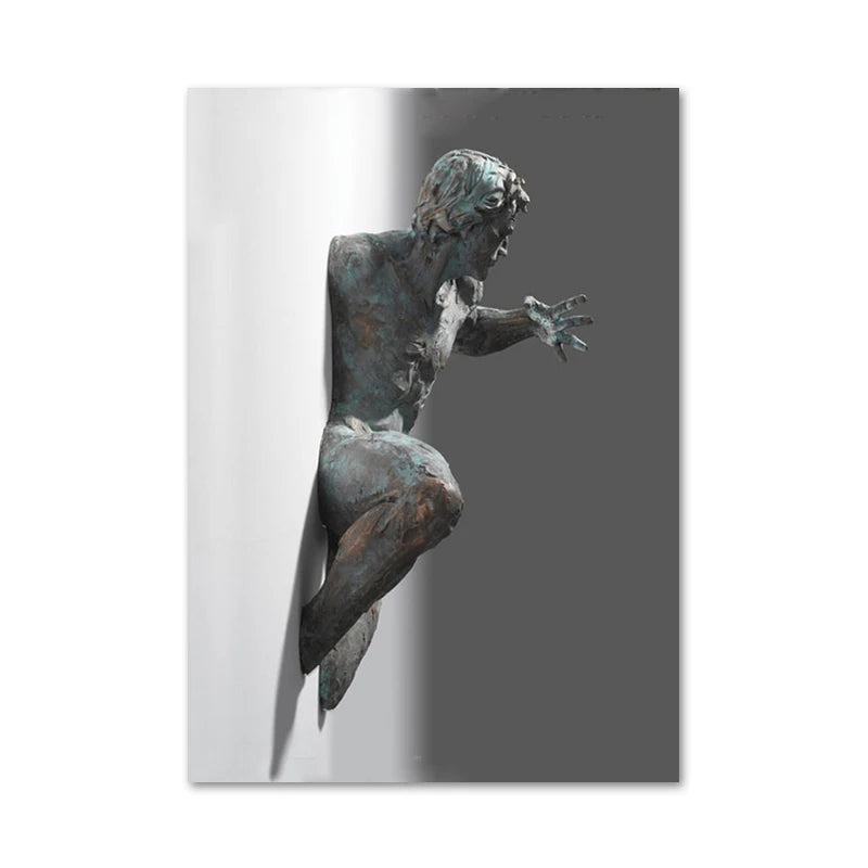 Modern Urban Abstract Iron Statue Wall Art Fine Art Canvas Prints 3d Visualization Figure Art Pictures For Minimalist Apartment Wall Decor
