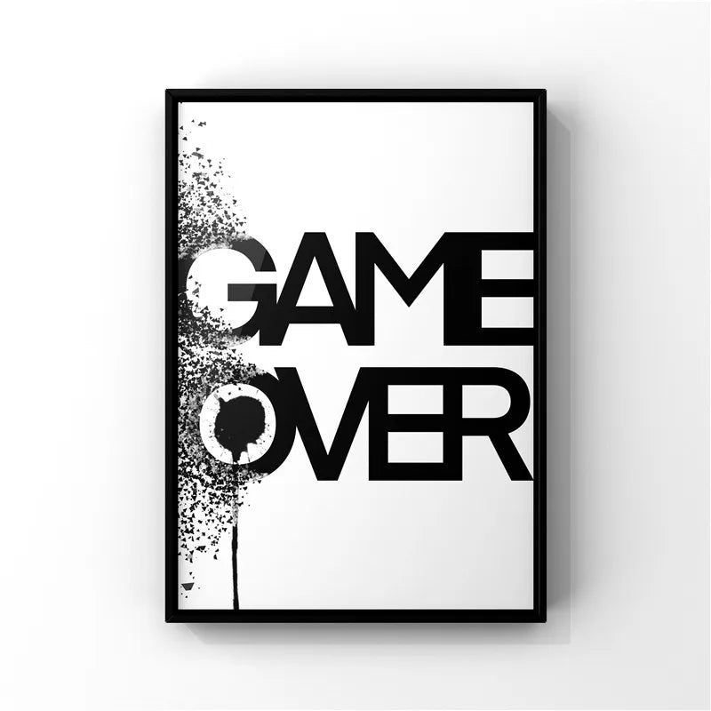 Black & White Gamer Posters Minimalist Wall Art Fine Art Canvas Prints Trendy Pictures For Kid's Room Gamers Room Wall Art Decor