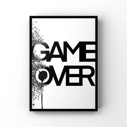 Black & White Gamer Posters Minimalist Wall Art Fine Art Canvas Prints Trendy Pictures For Kid's Room Gamers Room Wall Art Decor