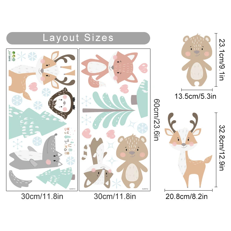 Cute Lion Giraffe Reindeer & Friends Wall Decals Removable Peel & Stick Wall Stickers High Quality Nursery Vinyl For Creative DIY Wall Decor