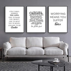 Positive Energy Black & White Quote Poster Wall Art Fine Art Canvas Prints Minimalist Motivational Quotation Pictures For Inspirational Home Decor