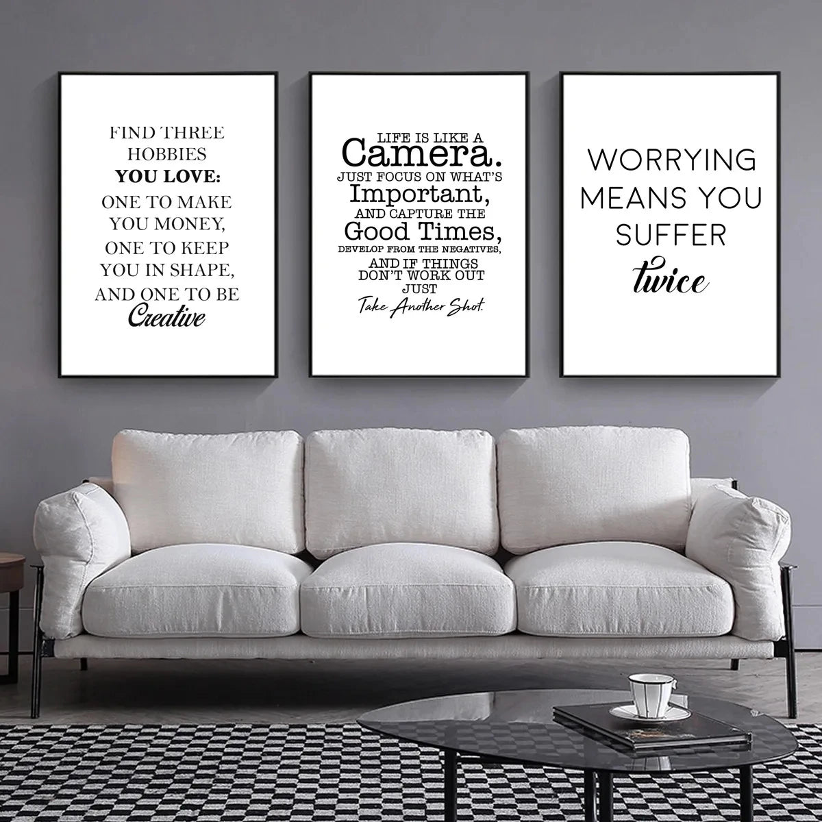 Positive Energy Black & White Quote Poster Wall Art Fine Art Canvas Prints Minimalist Motivational Quotation Pictures For Inspirational Home Decor