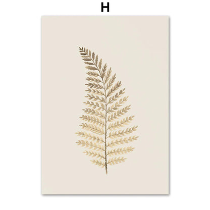 Monstera Fern Leaf Botany Specimen Wall Art Fine Art Canvas Prints Neutral Color Minimalist Pictures For Living Room Dining Room Bedroom Art Decor