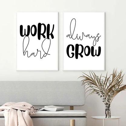 Black and White Motivational Posters Wall Art Fine Art Canvas Prints – Minimalist Wall Art Decor for Modern Interiors
