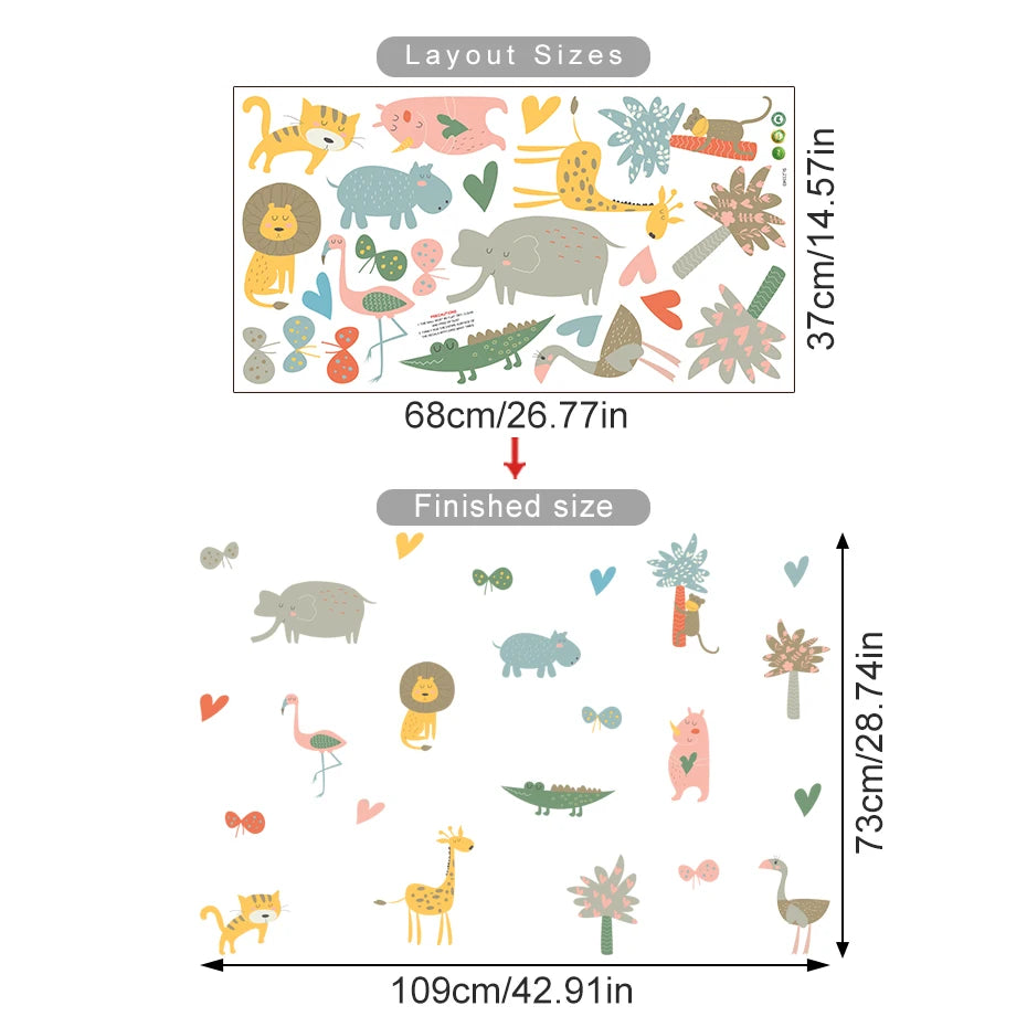 Safari Animal Wall Decals – Watercolor Giraffes, Lions, Monkeys & More Wall Stickers for Nursery & Kids’ Spaces