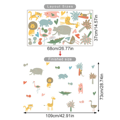 Safari Animal Wall Decals – Watercolor Giraffes, Lions, Monkeys & More Wall Stickers for Nursery & Kids’ Spaces