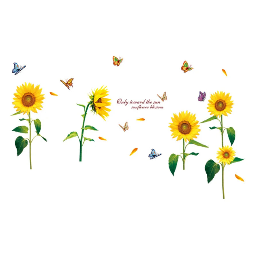 Sunflower Wall Stickers Flowers Home Room Decoration Decals For