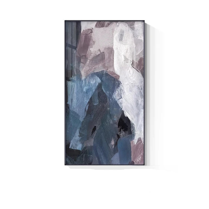 Blue Mauve Purple Abstract Color Block Wall Art Fine Art Canvas Prints Pictures For Luxury Apartment Living Room Dining Room Entrance Reception Foyer Decor