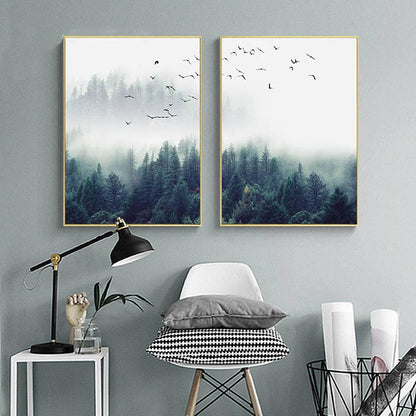 Inspirational Mystical Forest Landscape Posters Nordic Nature Canvas Wall Art Prints Paintings For Offices, Salons and Modern Home Decor