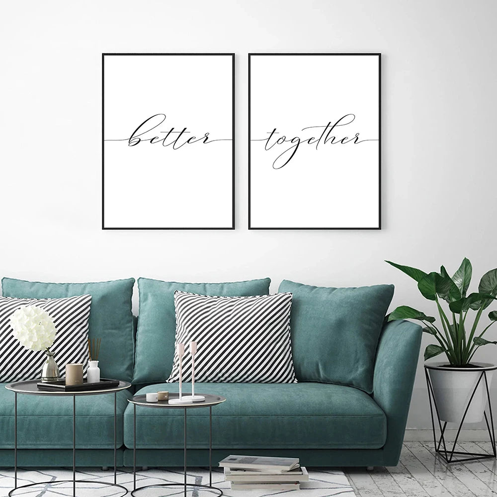 Lovers Quote Wall Art Black White Minimalist Typographic Posters Fine Art Canvas Prints Picture For Bedroom Living Room Art Decor