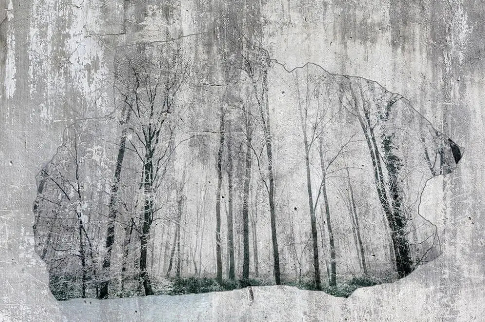 Black & White Woodland Landscape Wall Mural Big Format Custom Sizes Nordic Wall Covering Creative DIY Wall Decor For Living Room