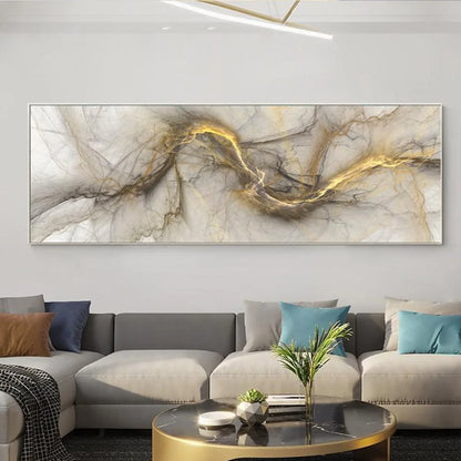 Beige Abstract Alien Cloud Wall Art Fine Art Canvas Print Wide Format Picture For Modern Bedroom Above The Bed or Living Room Above The Sofa