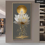 Golden Lotus Meditation Canvas Wall Art Fine Art Canvas Print – Radiant Spiritual Enlightenment Design for Modern Home Decor