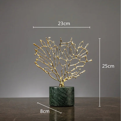 Ocean Themed Faux Coral Resin Ornaments Crystal Tree Glass Vase Decorative Figurines Abstract Art Sculpture For Luxury Living Room Coffee Table Decor