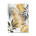 * Featured Sale * Modern Botanical Golden Tropical Leaves Wall Art Fine Art Canvas Prints Pictures For Living Room Kitchen Dining Room Wall Decor