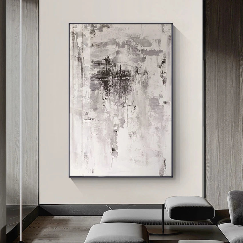 * Hand Painted * Modern Abstract Minimalist Oil Painting Large Format Picture For Contemporary Living Room Wall Decor - Unique Wall Art Hand Painted On Canvas