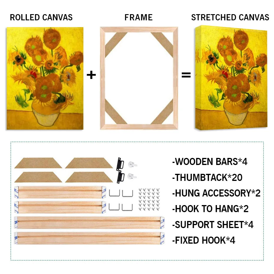 Wood Frame For Canvas Prints - Custom Sizes e.g. 50x150cm, 60x180cm etc - DIY Canvas Framing Kit Wooden Frame Stretcher Bars For Gallery Mount Framing Canvas Prints