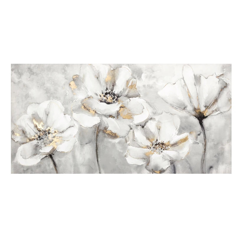 Big White Floral Abstract Wall Art Fine Art Canvas Prints Modern Botanical Pictures For Living Room Hotel Room Bedroom Art Decor