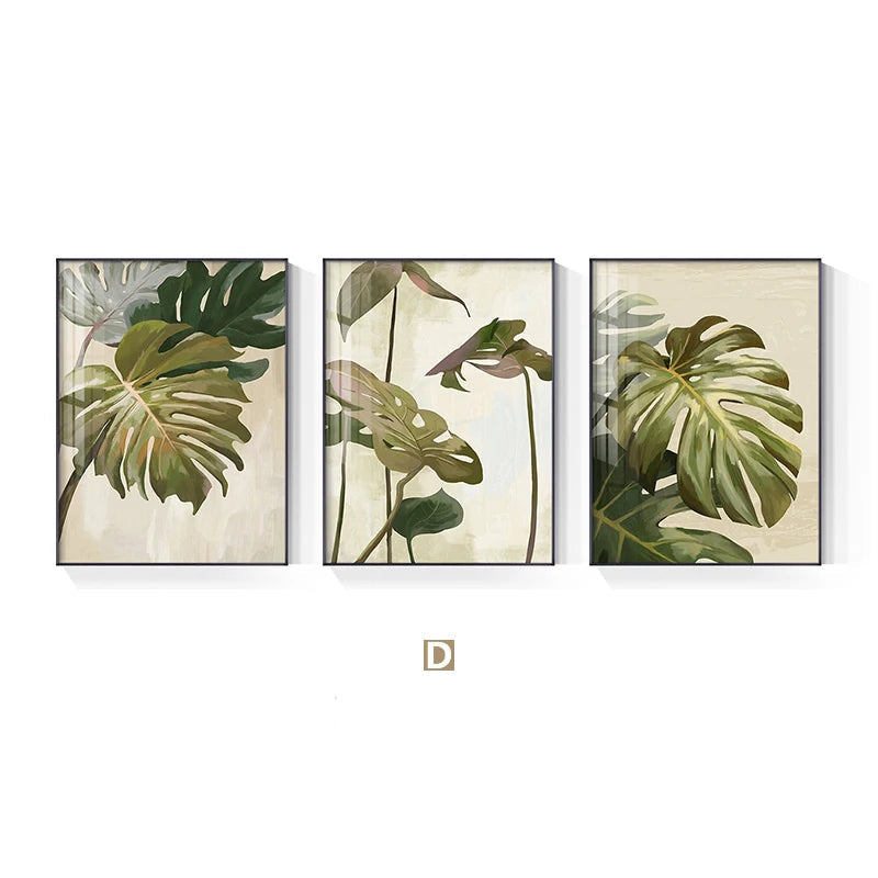 Modern Botanical Green Leaves Monstera Wall Art Fine Art Canvas Print Pictures For Living Room Dining Room Home Office Art For Modern Living 2025