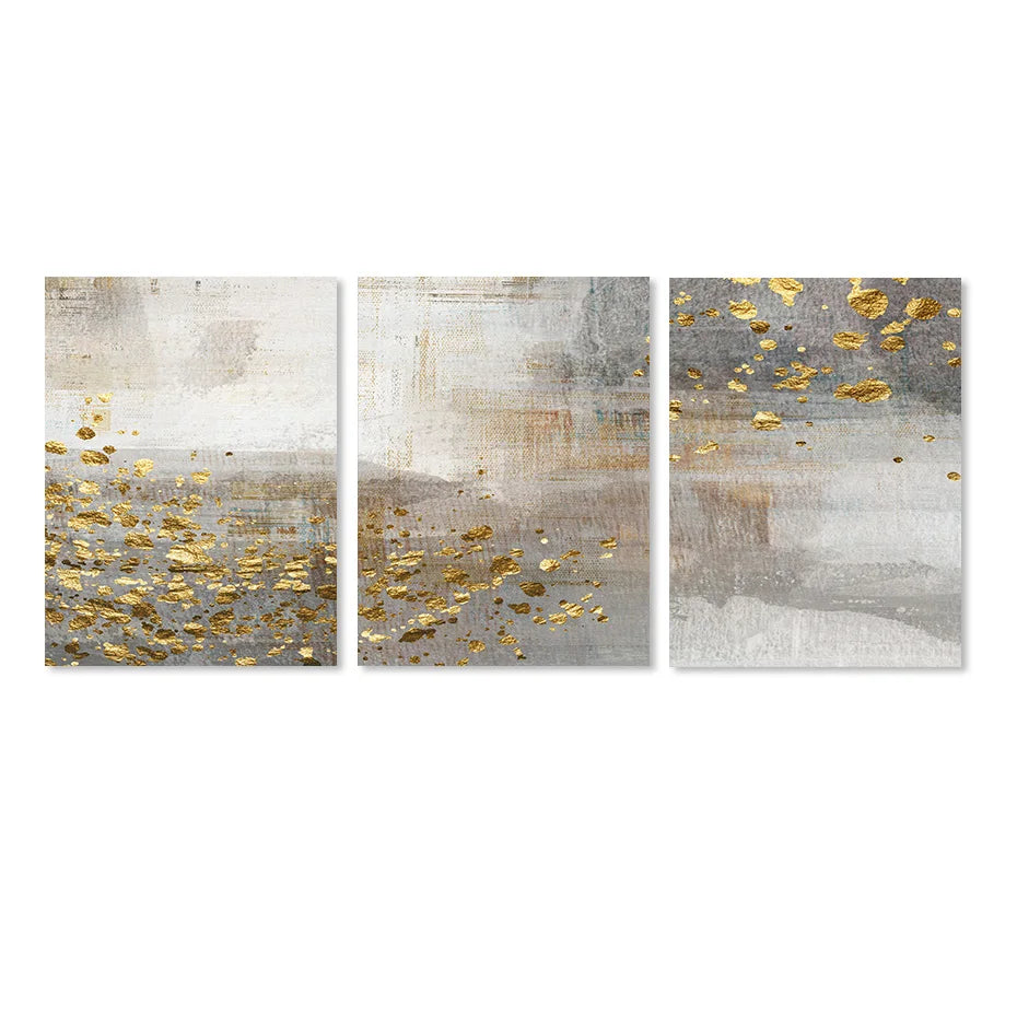 Beige Gray Golden Speckled Vintage Abstract Wall Art Fine Art Canvas Prints Contemporary Pictures for Elegant Interiors