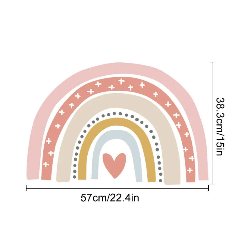 Cute Blue Pink Trendy Rainbow Wall Stickers For Baby's Room Removable Peel & Stick PVC Wall Decals For Creative DIY Kid's Room Decoration