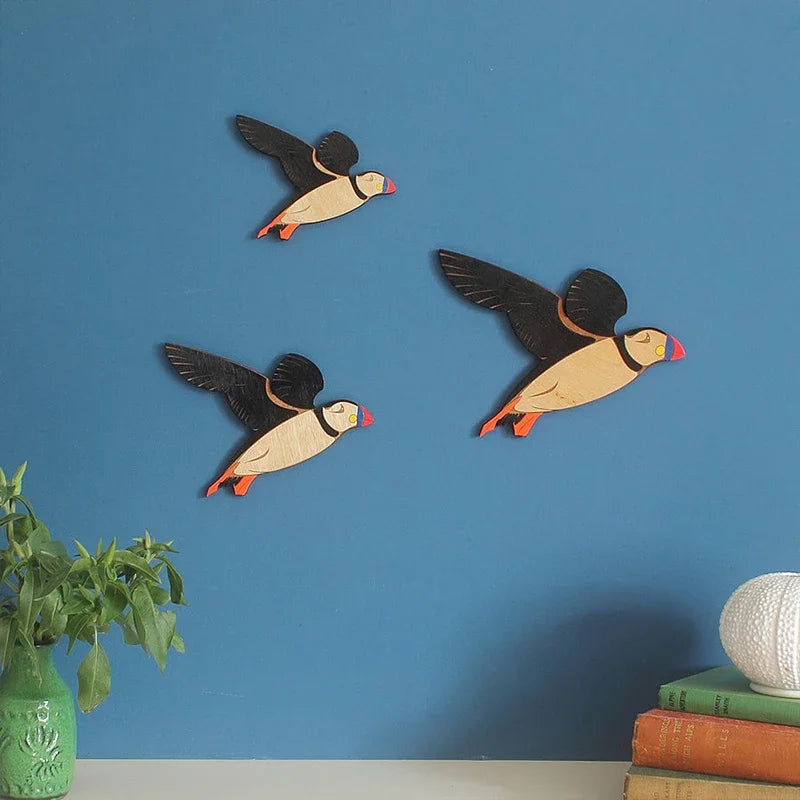 Set of 3Pcs Nordic Vintage Wooden Blackbirds Wall Decoration For Living Room Dining Room Bedroom Scandinavian Style Home Decor