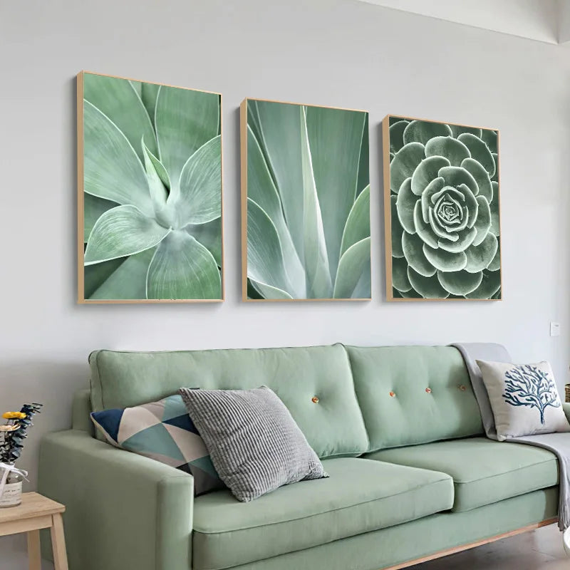 Cactus Wall Art Fine Art Canvas Prints Pictures For Living Room Dining Room Green Leaf Botanical Art For Modern Apartment Decor