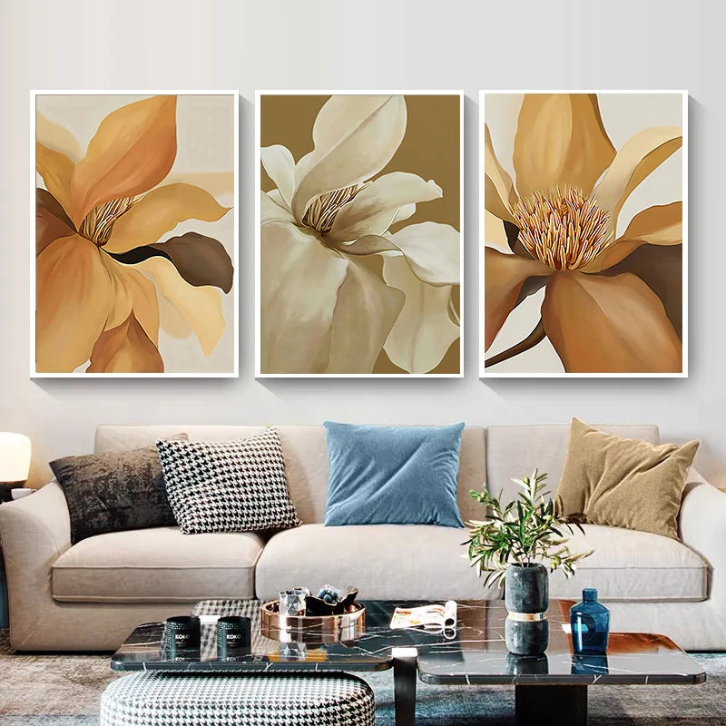 Big Abstract Floral Wall Art Fine Art Canvas Prints Modern Botany Pictures For Living Room Dining Room Bedroom Art Decor